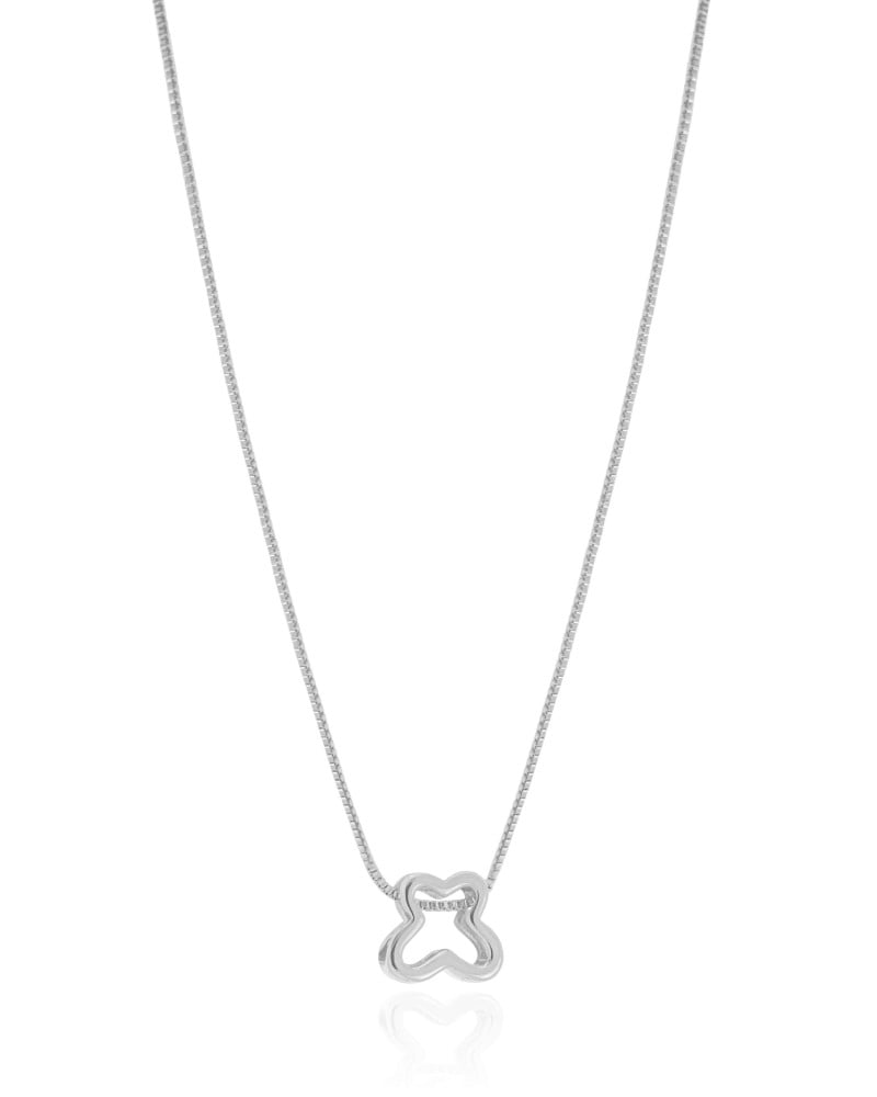 Gargantilha Veneziana Borboleta Vazada Ródio Branco - 45 cm