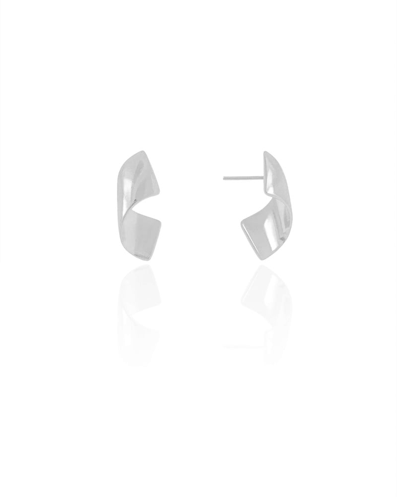 Brinco Curvo Liso 1.8 cm Ródio Branco