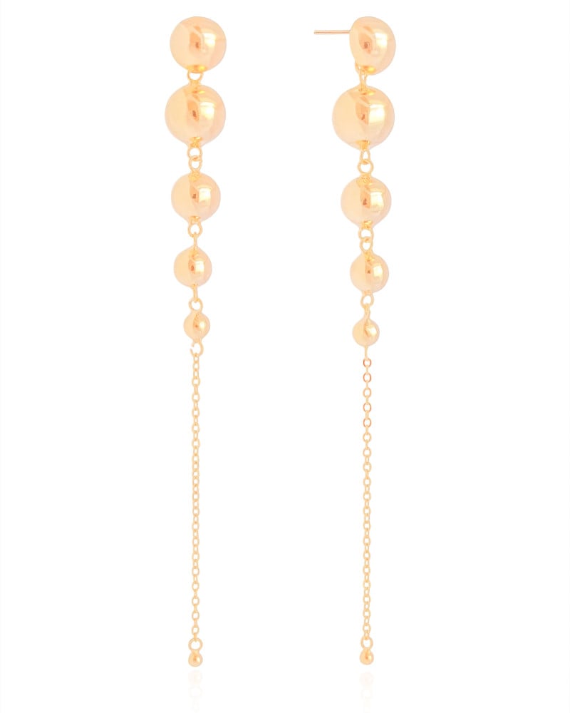 Brinco Pêndulo Bolas Lisas 11.8 cm Banhado a Ouro 18K