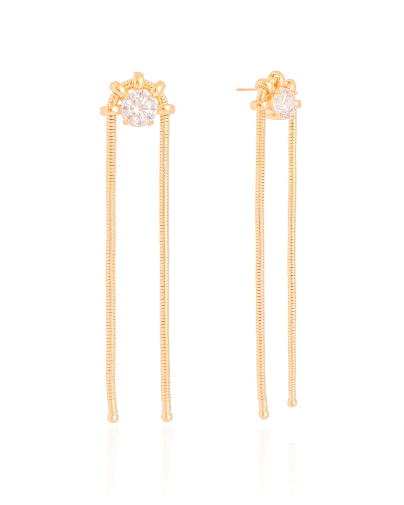 Brinco Rabo de Rato Franja Ponto de Luz 7.2 cm Banhado a Ouro 18K