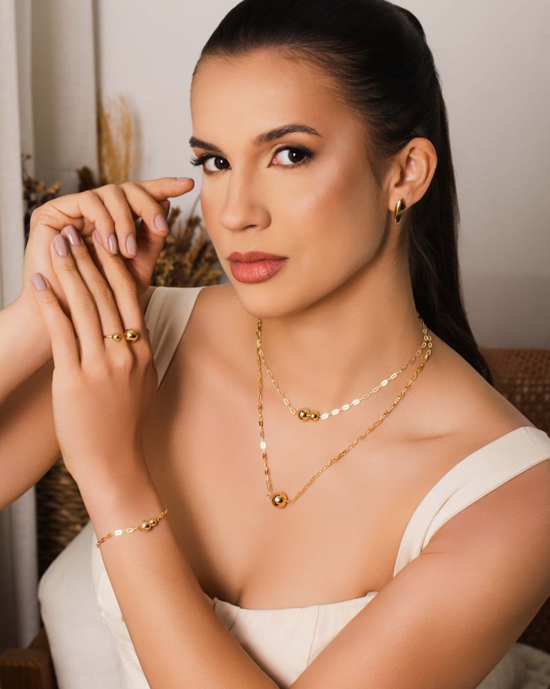 Pulseira Elos Bolas Lisas Banhado a Ouro 18K