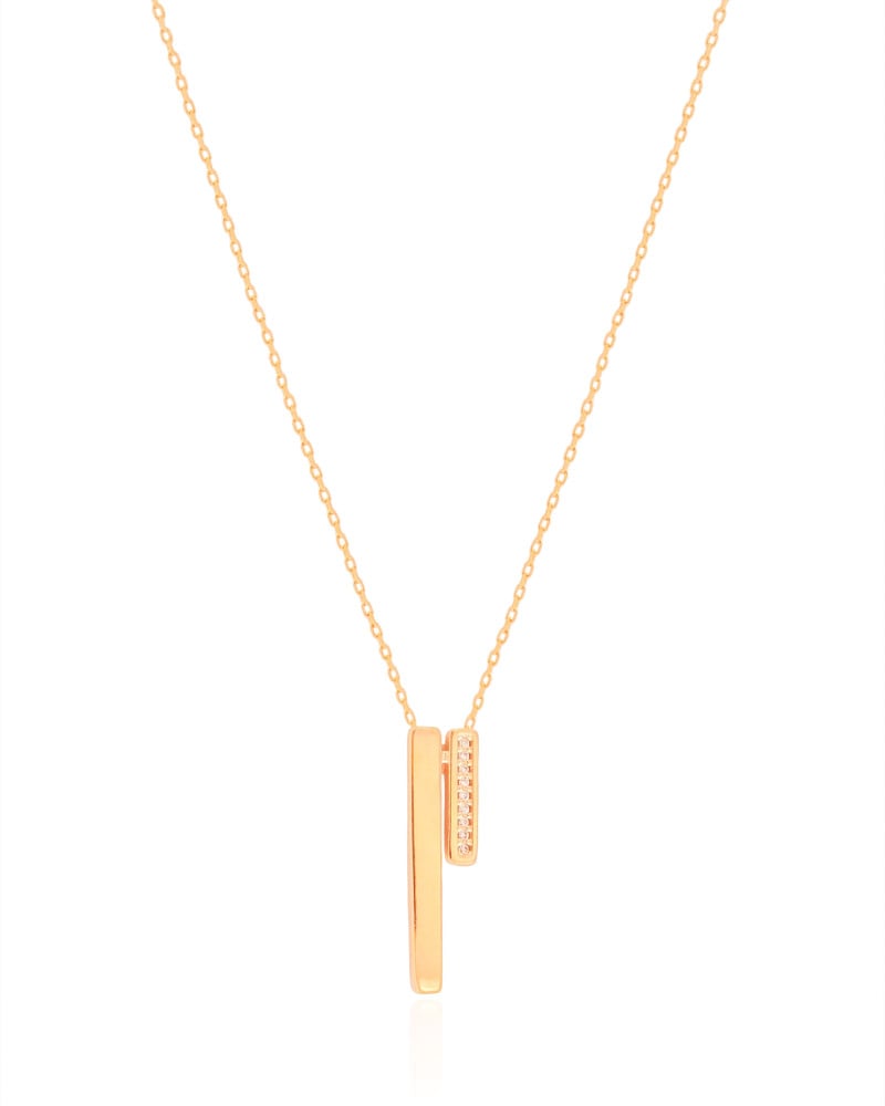 Gargantilha Elos Palitos Duplos Cravejado Cristal Banhado a Ouro 18K - 40 cm