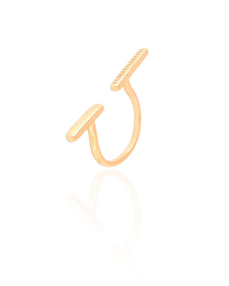 Anel Ajustável Palitos Cravejado Cristal Tamanho G Banhado a Ouro 18K