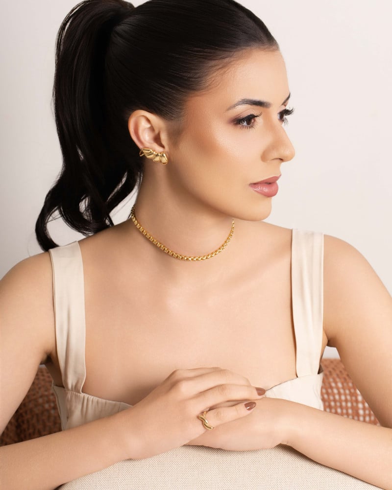 Ear Cuff Orgânico Liso 3.0 cm Banhado a Ouro 18K