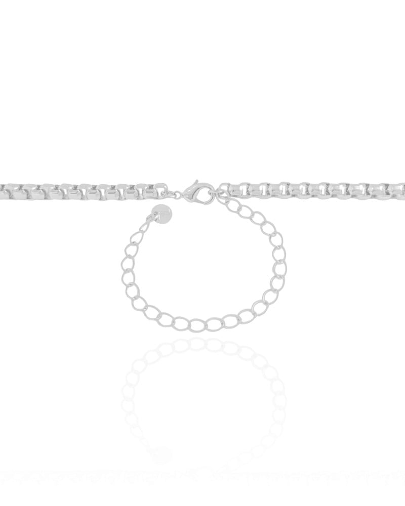 Choker Elos Quadrados 5 mm Ródio Branco