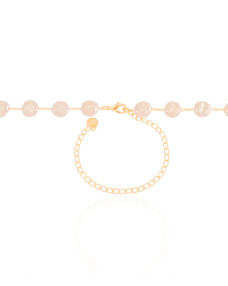 Choker Pérolas Achatadas 8 mm Banhado a Ouro 18K