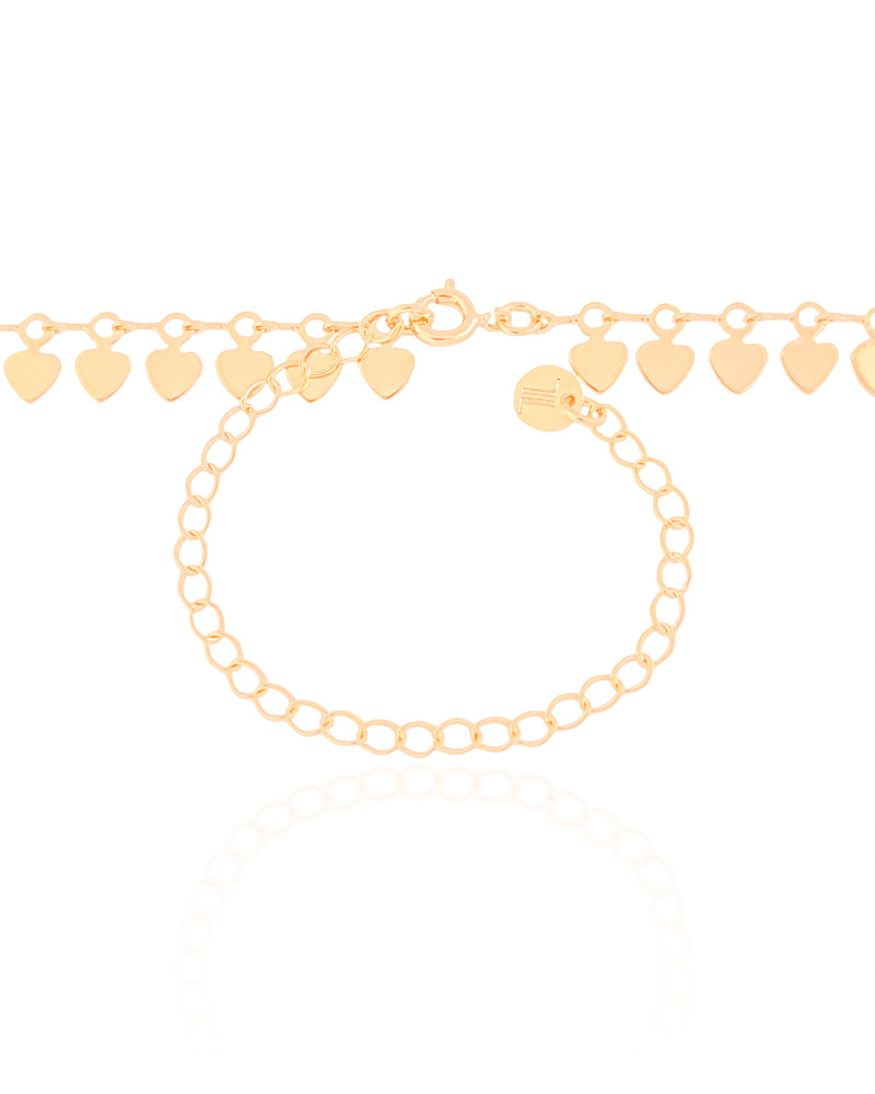 Choker Plaquinhas Corações Banhado a Ouro 18K