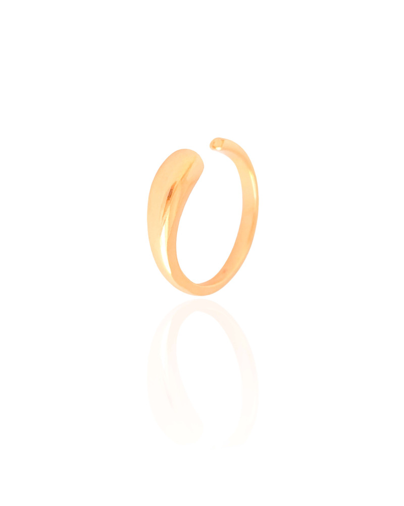 Anel Ajustável Gota Lisa Tamanho M Banhado a Ouro 18K