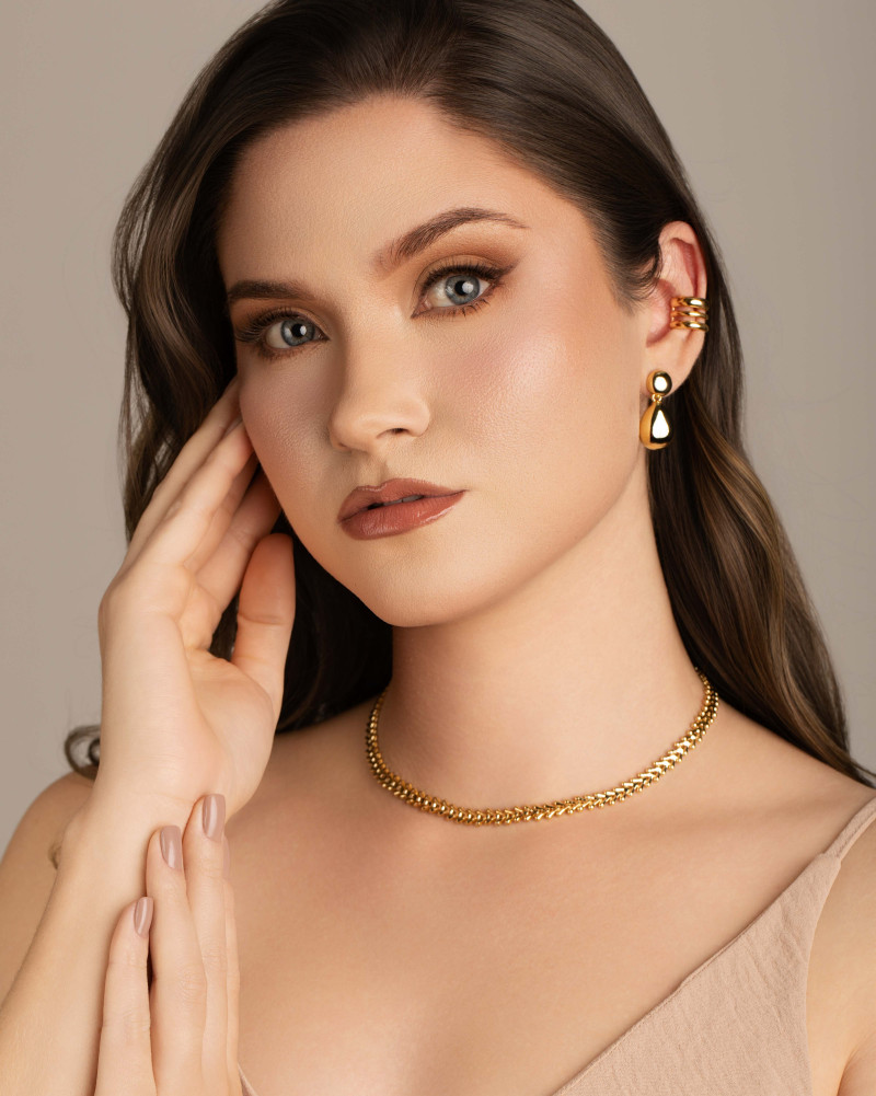 Piercing Três Filetes Lisos Banhado a Ouro 18K