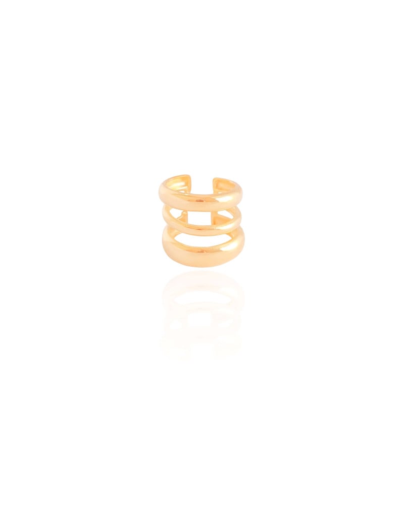 Piercing Três Filetes Lisos Banhado a Ouro 18K