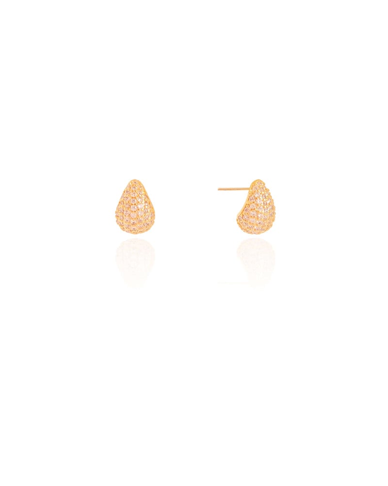 Brinco Gota Cravejada Cristal Banhado a Ouro 18K