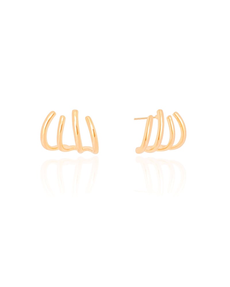 Brinco Filetes Lisos 1.5 cm Banhado a Ouro 18K