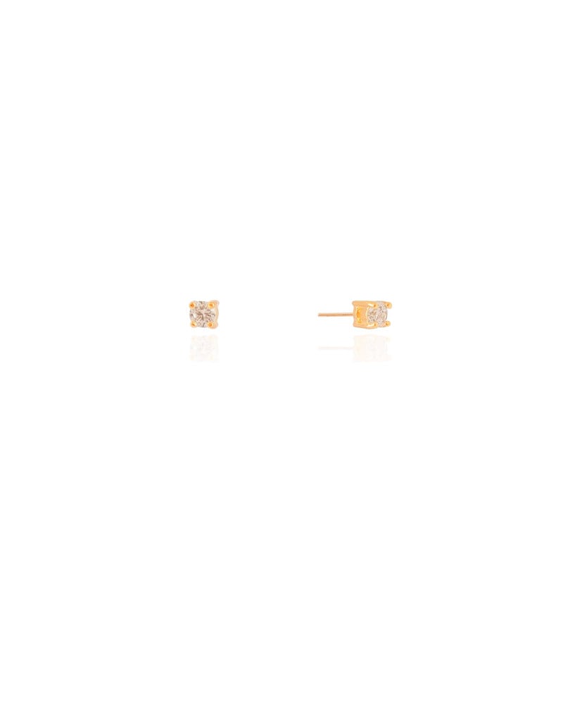 Brinco Ponto de Luz Cristal 3 mm Banhado a Ouro 18K