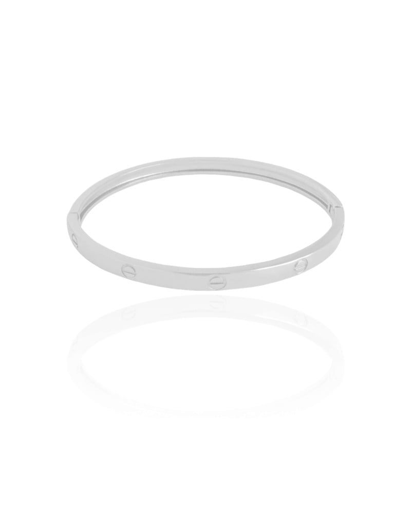 Bracelete Parafusos 4 mm Ródio Branco