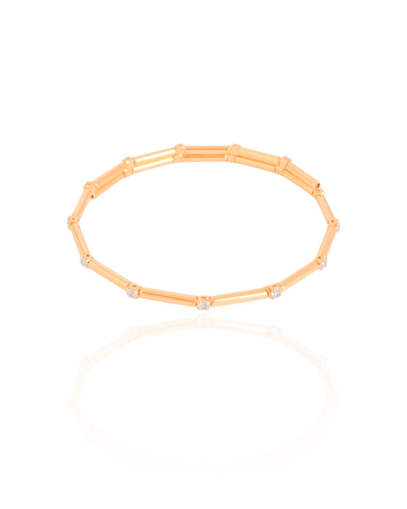 Bracelete Mola Canutilhos Pontos de Luz Cristal Banhado a Ouro 18K