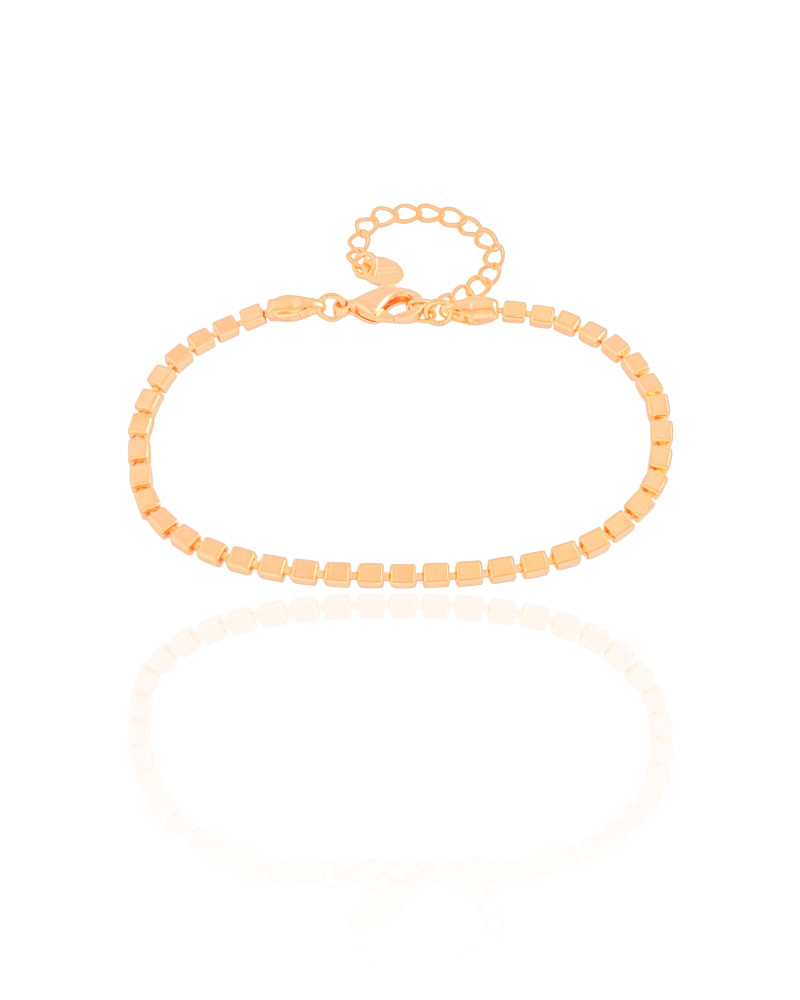 Pulseira Malha Quadrada 3 mm Banhado a Ouro 18K