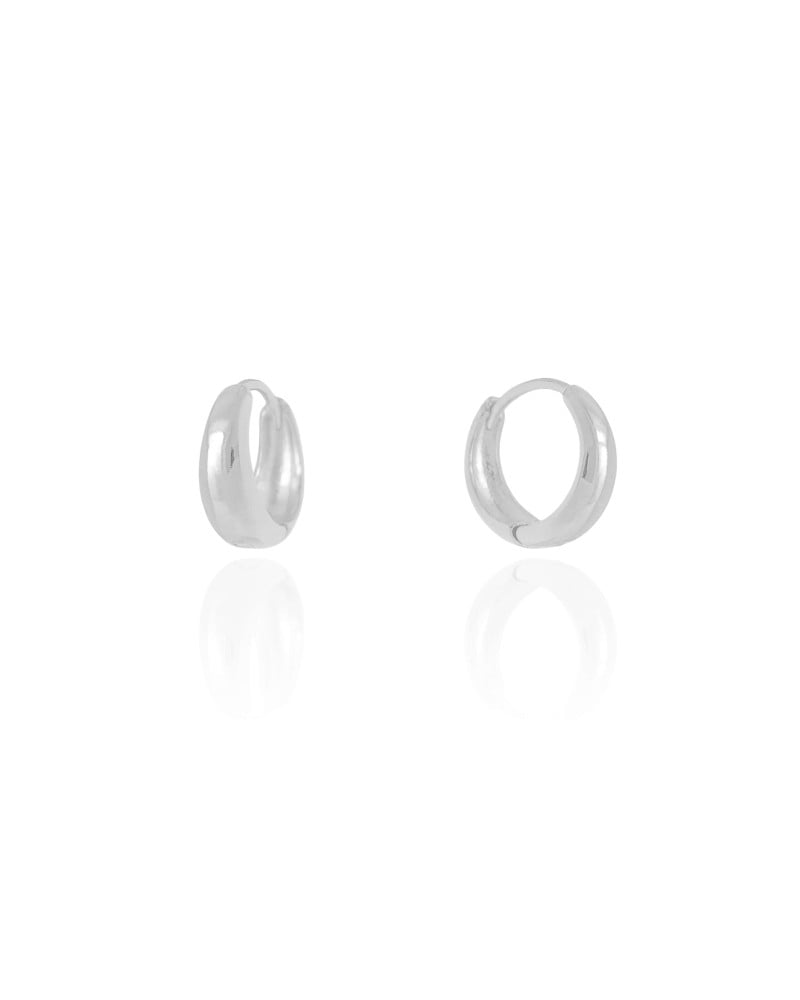 Brinco Argola Click Liso 1.6 cm Ródio Branco