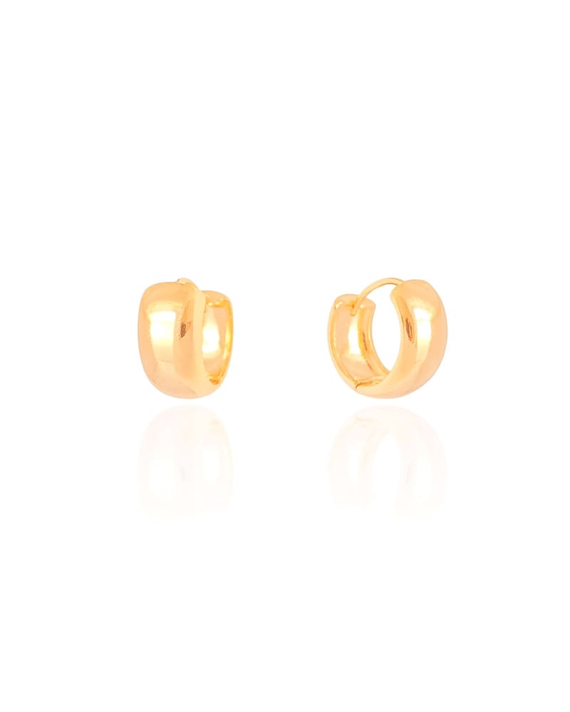 Brinco Argola Click Abaulada Lisa 1.7 cm Banhado a Ouro 18K