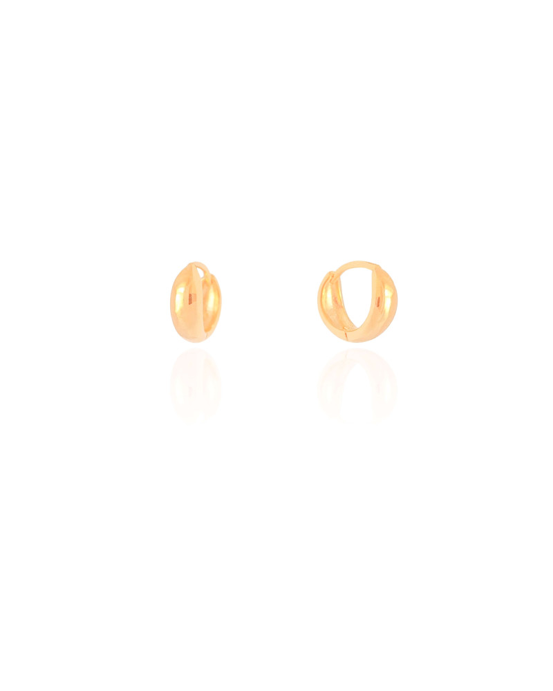 Brinco Argola Click Abaulada Lisa 1.1 cm Banhado a Ouro 18K