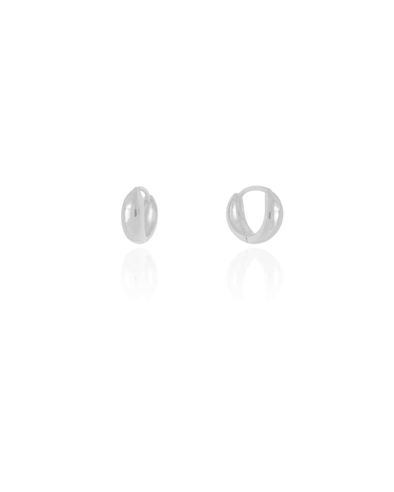 Brinco Argola Click Abaulada Lisa 1.1 cm Ródio Branco