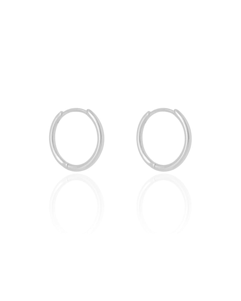 Brinco Argola Click Fio Liso 2.0 cm Ródio Branco