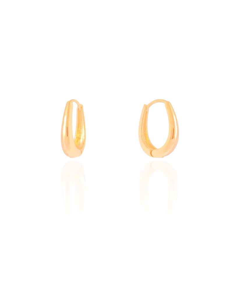 Brinco Argola Click Oval Liso 1.9 cm Banhado a Ouro 18K