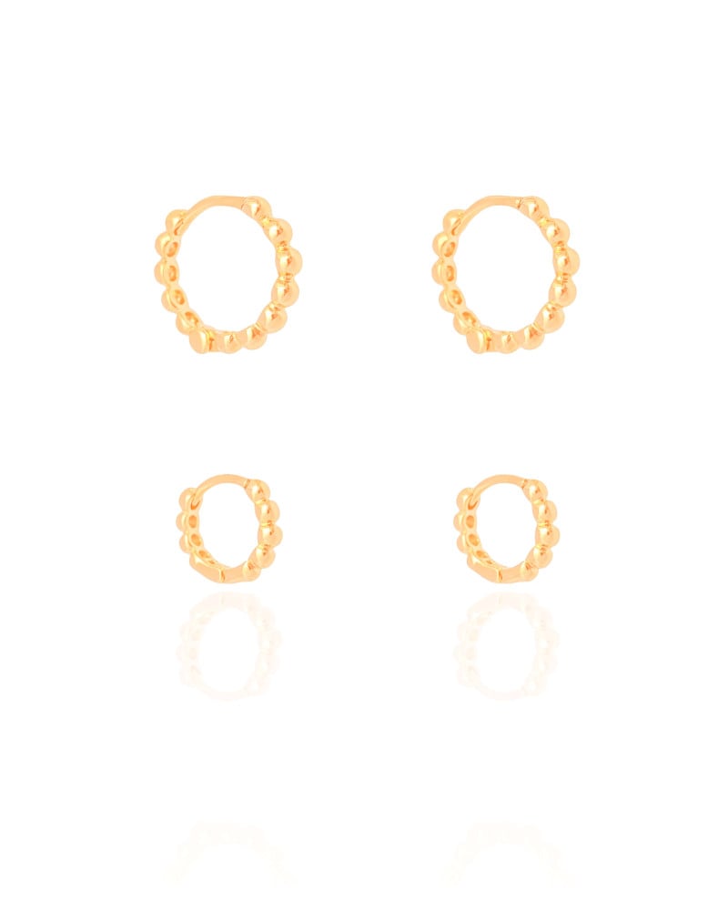 Dupla de Argolas Bolinhas Banhado a Ouro 18K