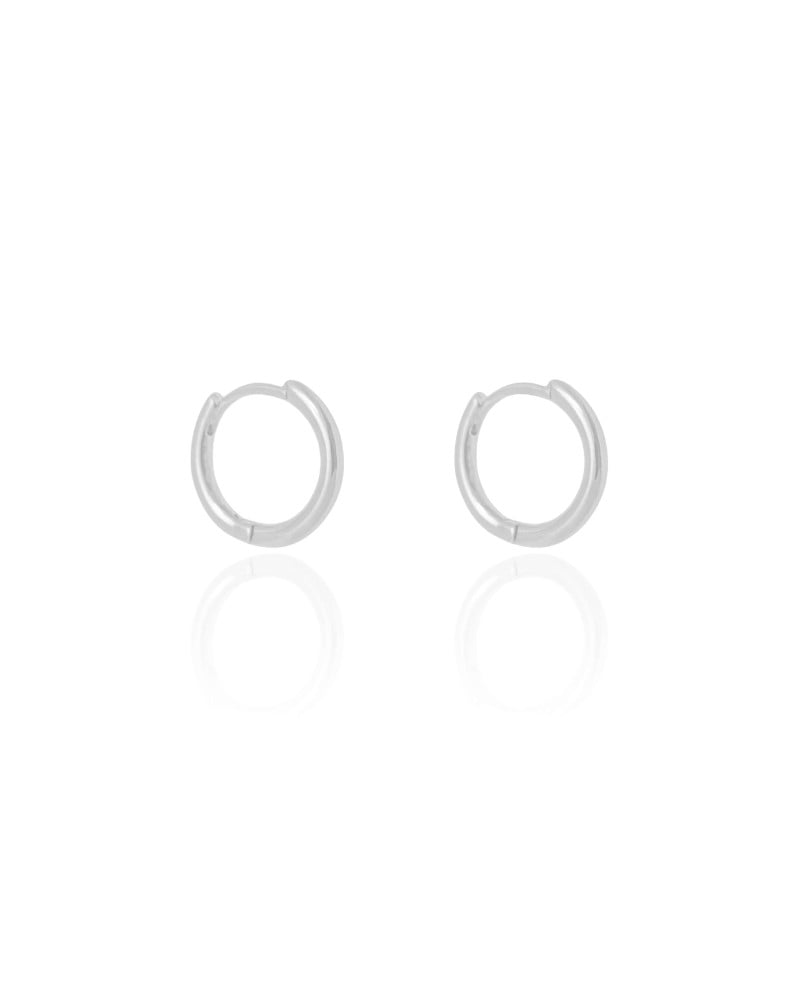 Brinco Argola Click Fio Liso 1.6 cm Ródio Branco