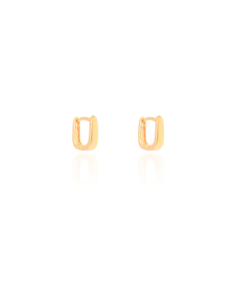 Brinco Argola Click Reta Lisa 1.0 cm Banhado a Ouro 18K