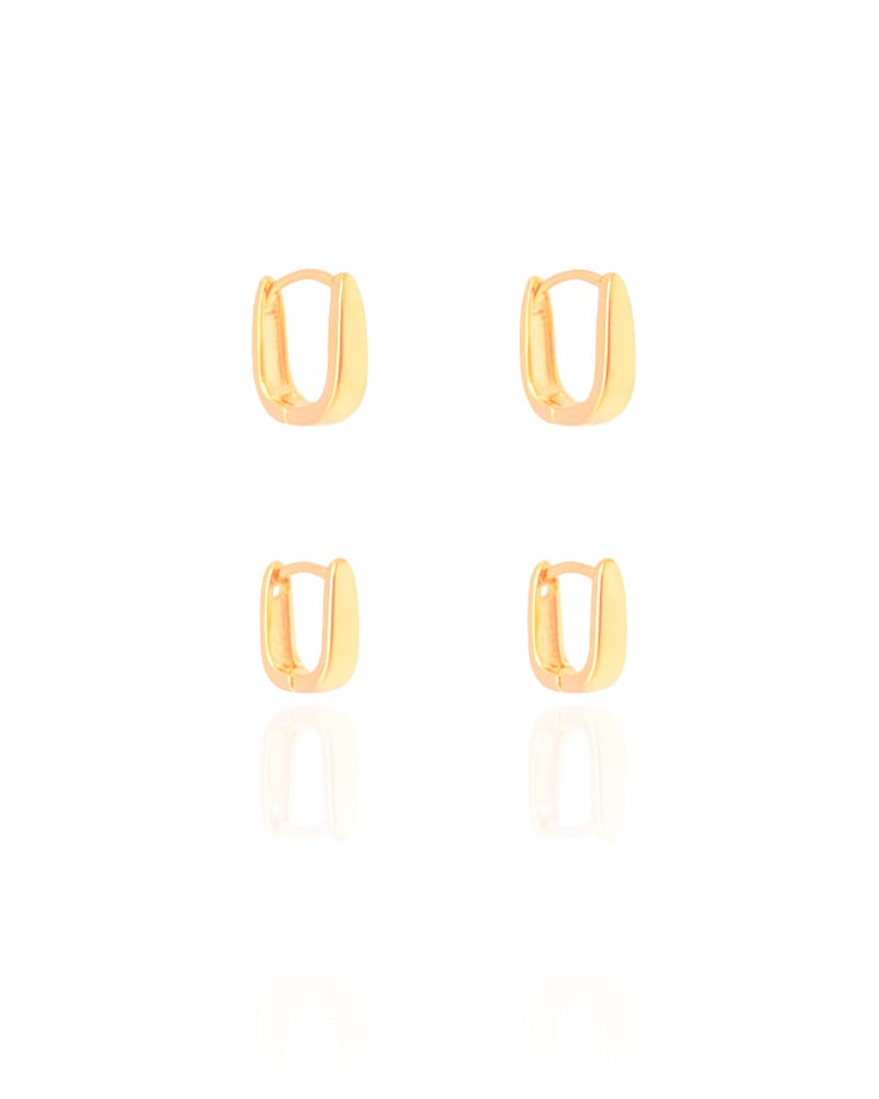 Dupla de Argolas Quadradas Lisas Banhado a Ouro 18K