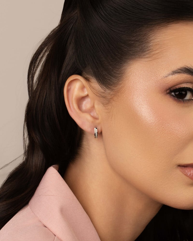 Trio de Argolas em U Cravejadas Cristal Ródio Branco