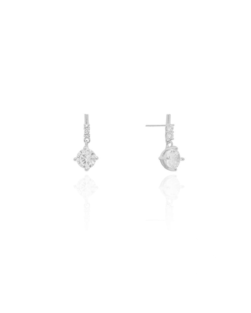 Brinco Palito Pontos de Luz Cristal 1.7 cm Ródio Branco