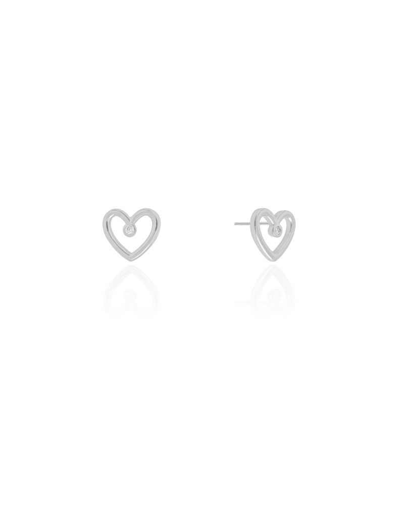 Brinco Coração Ponto de Luz Cristal 1.0 cm Ródio Branco