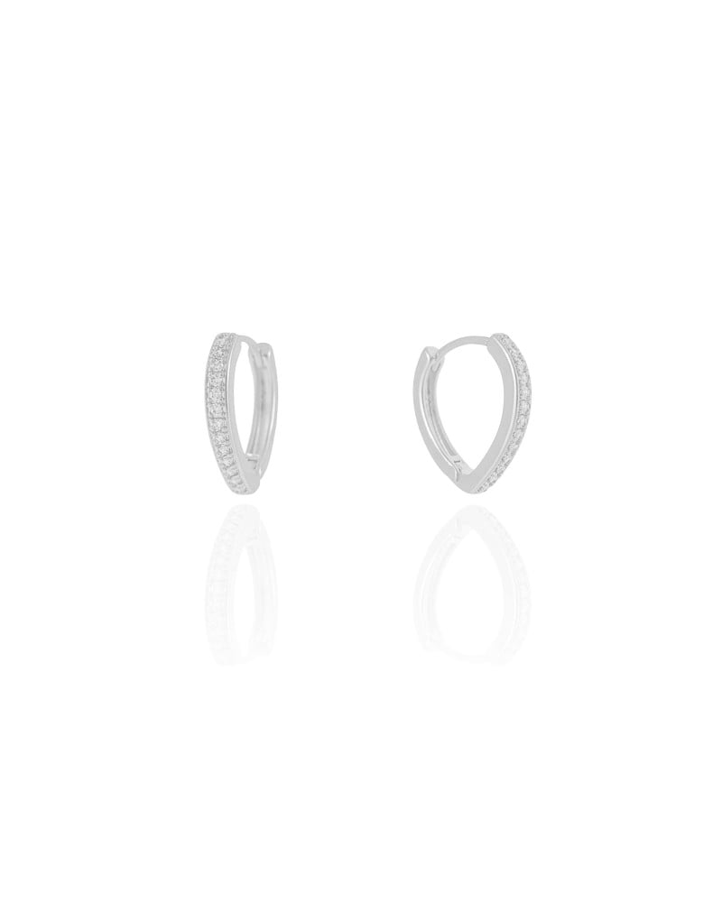 Brinco Argola Coração Cravejado Cristal 1.6 cm Ródio Branco