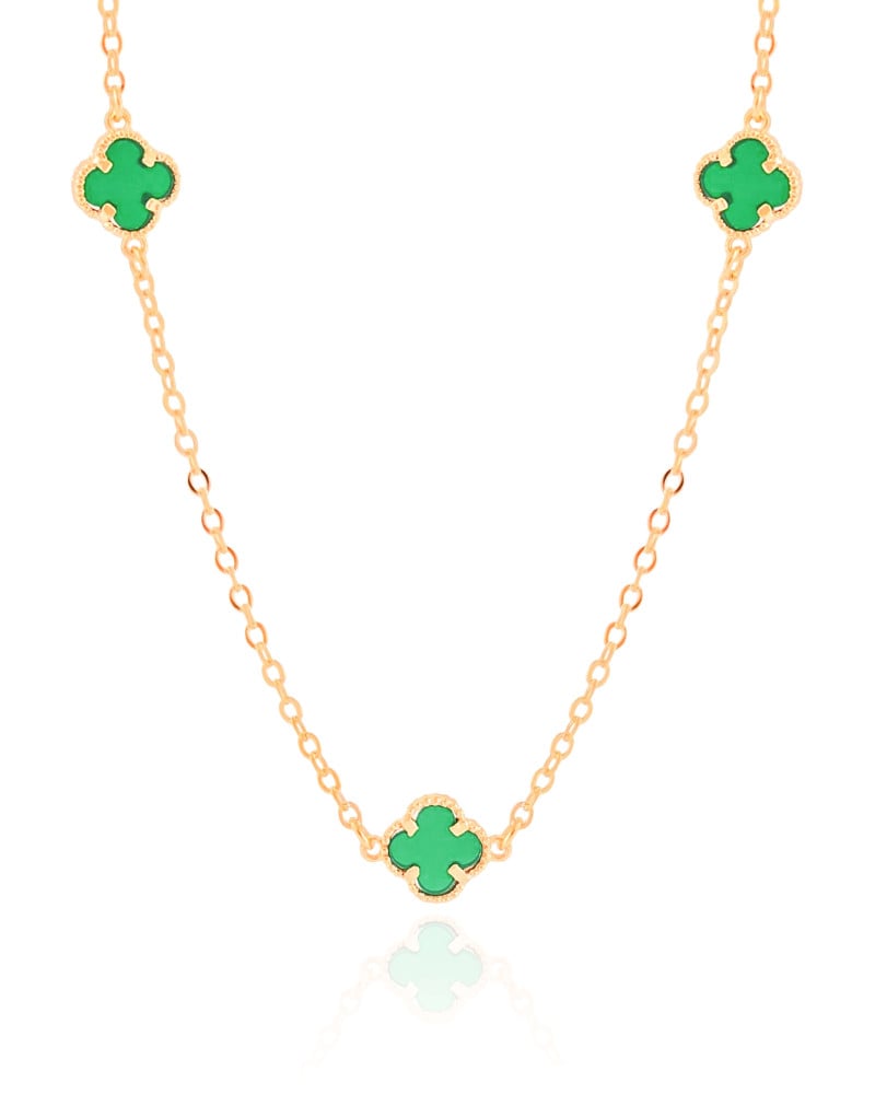 Choker Elos Trevos Tom Esmeralda 1.0 cm Banhado a Ouro 18K
