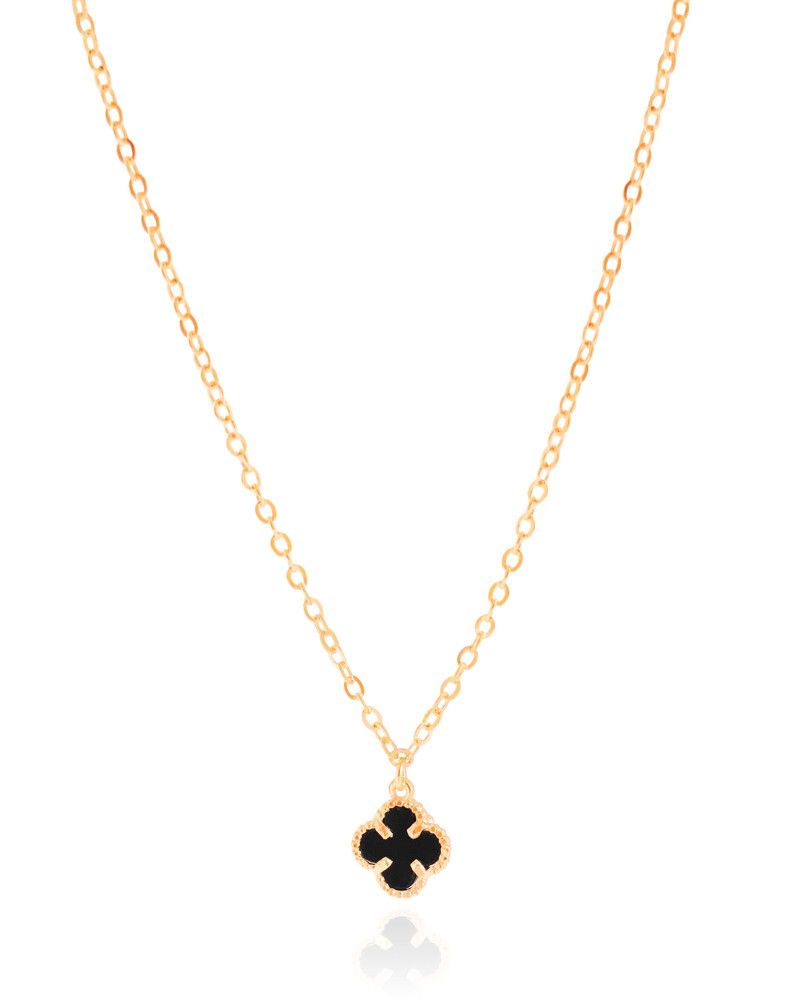 Gargantilha Elos Trevo Tom Onix Banhado a Ouro 18K - 40 cm