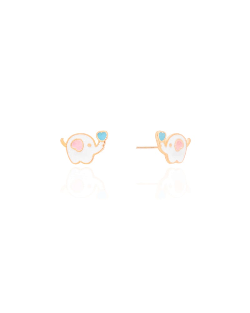 Brinco Infantil Elefante 1.0 cm Banhado a Ouro 18K