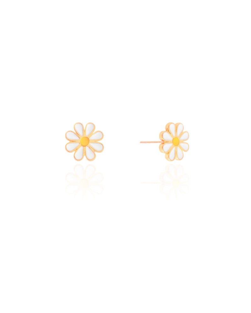 Brinco Infantil Flor Margarida 1.2 cm Banhado a Ouro 18K