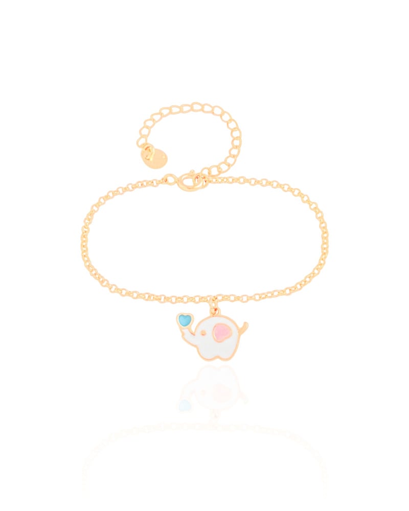 Pulseira Infantil Elos Elefante 1.0 cm Banhado a Ouro 18K