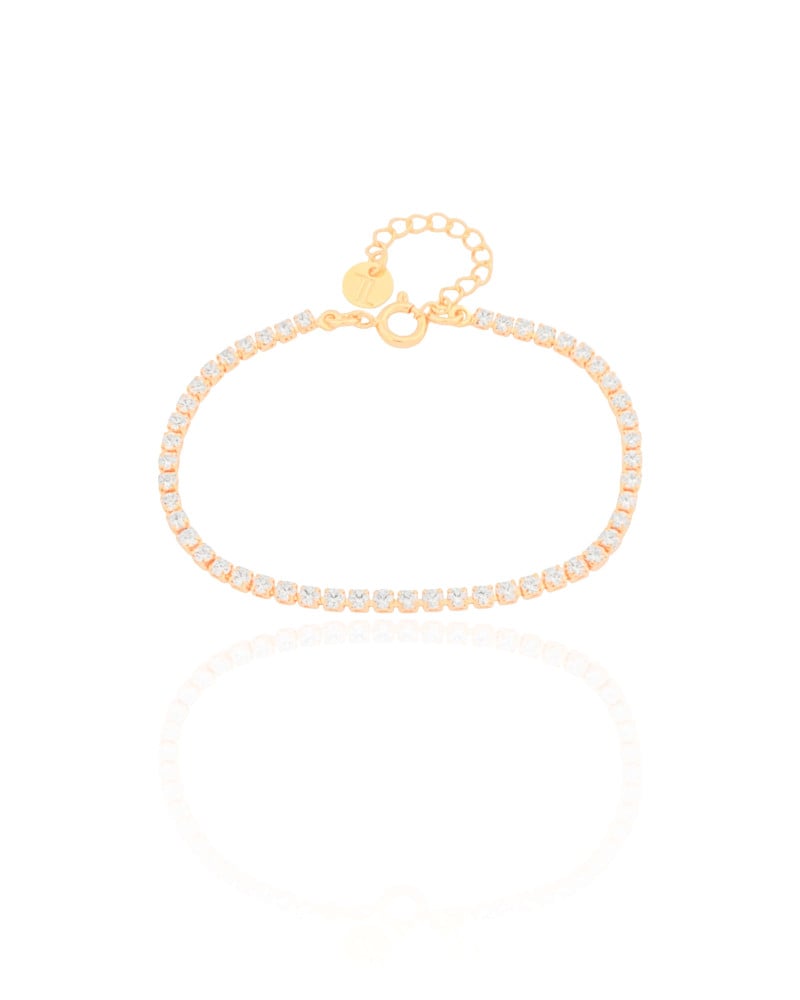 Pulseira Infantil Riviera Cristal 2 mm Banhado a Ouro 18K