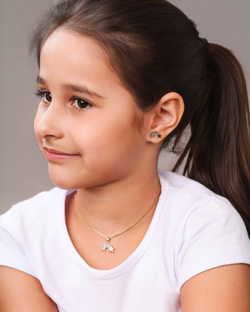 Conjunto Infantil Arco-Íris Banhado a Ouro 18K