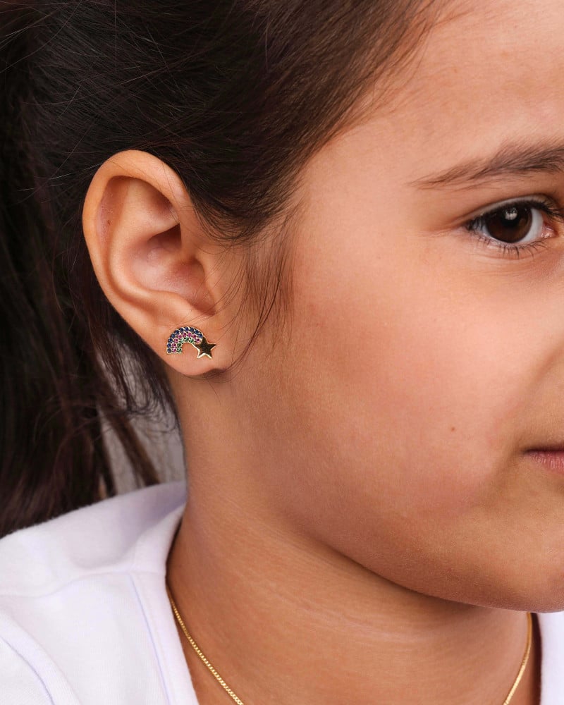 Conjunto Infantil Arco-Íris Banhado a Ouro 18K