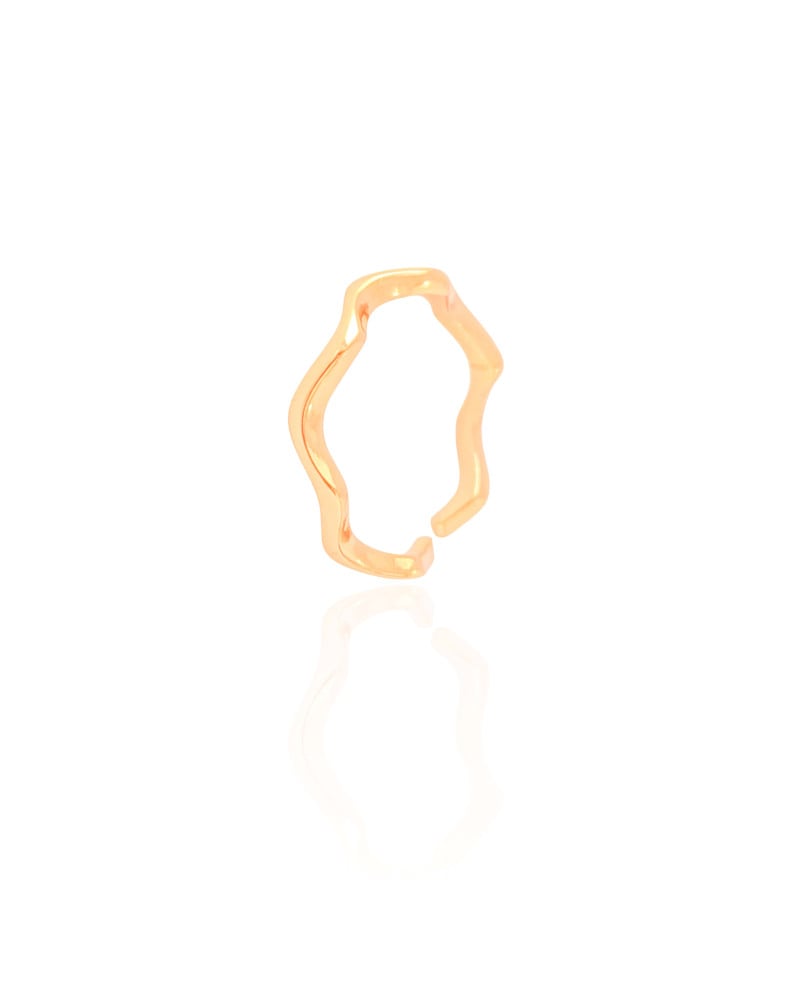 Anel Ajustável Ondas Lisas Tamanho P Banhado a Ouro 18K