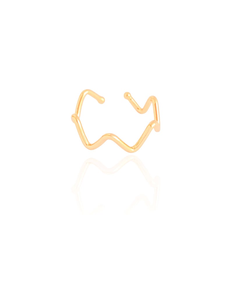 Anel Ajustável Zig Zag Tamanho G Banhado a Ouro 18K