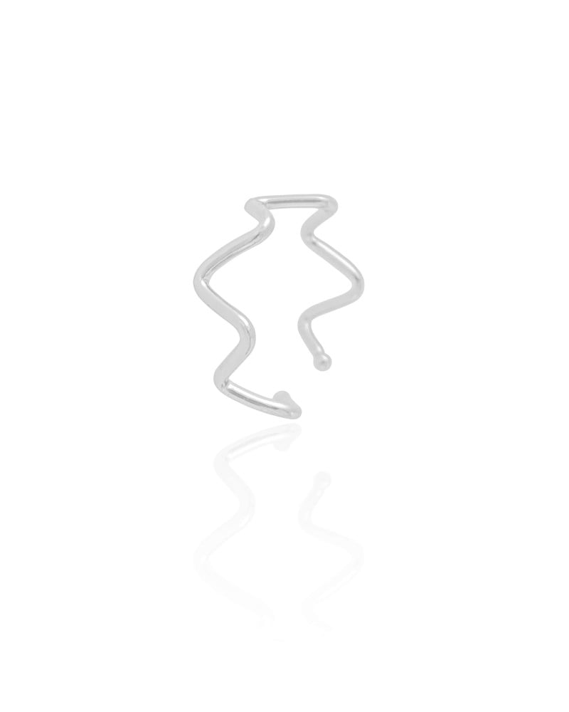 Anel Ajustável Zig Zag Tamanho G Ródio Branco