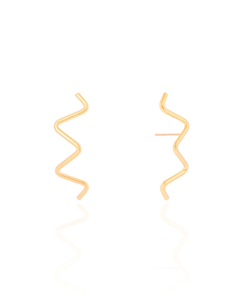 Brinco Fio Zig Zag Banhado a Ouro 18K