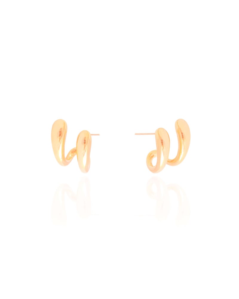 Brinco Dois Filetes Lisos 1.7 cm Banhado a Ouro 18K