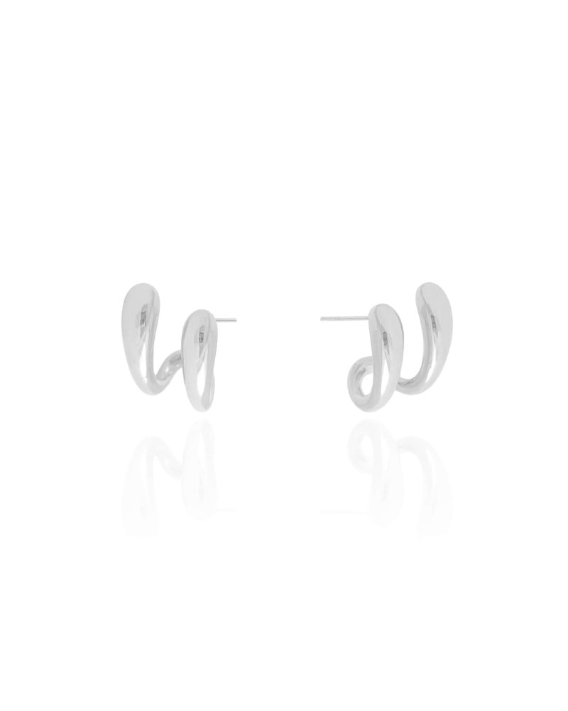 Brinco Dois Filetes Lisos 1.7 cm Ródio Branco