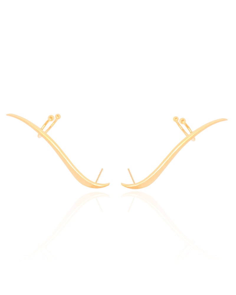 Ear Cuff Orgânico Liso 4.6 cm Banhado a Ouro 18K