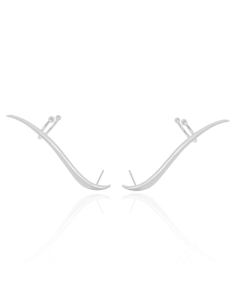 Ear Cuff Orgânico Liso 4.6 cm Ródio Branco